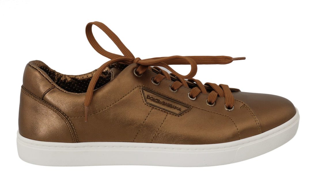Baskets en cuir métallisé doré Dolce &amp;amp; Gabbana