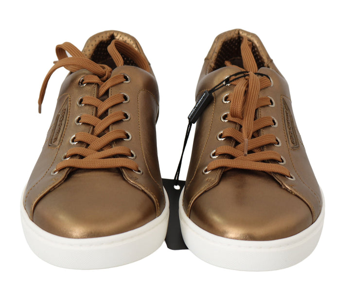 Baskets en cuir métallisé doré Dolce &amp;amp; Gabbana