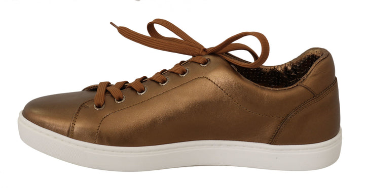 Baskets en cuir métallisé doré Dolce &amp;amp; Gabbana