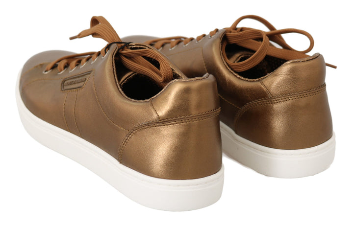 Baskets en cuir métallisé doré Dolce &amp;amp; Gabbana