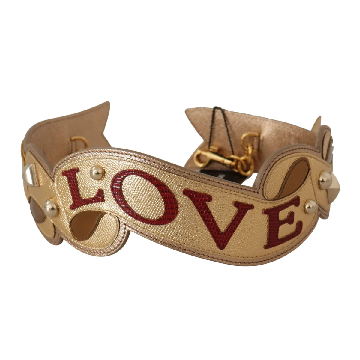 Dolce Gabbana Gold Leather Shoulder Handbag Accessory Chic Glamour &