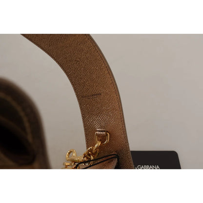 Dolce Gabbana Gold Leather Shoulder Handbag Accessory Chic Glamour &