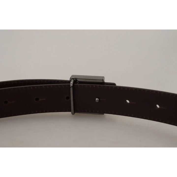 Dolce & Gabbana Gold Leather Silver Square Metal Buckle Belt