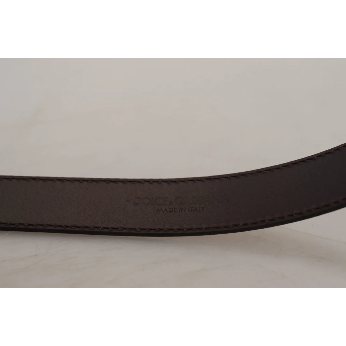 Dolce & Gabbana Gold Leather Silver Square Metal Buckle Belt