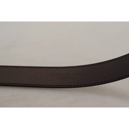 Dolce & Gabbana Gold Leather Silver Square Metal Buckle Belt