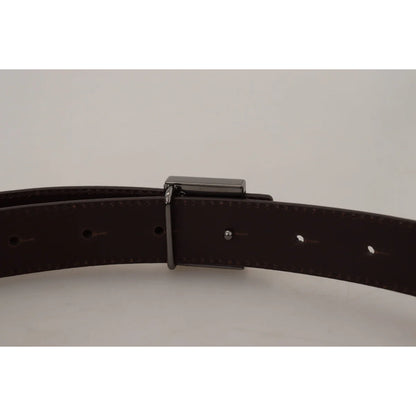 Dolce & Gabbana Gold Leather Silver Square Metal Buckle Belt