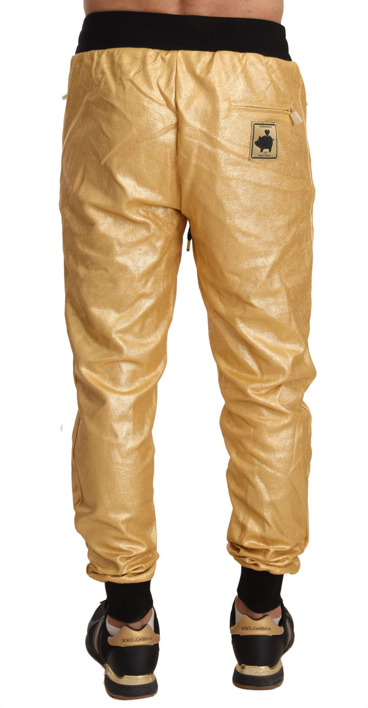 Dolce &amp; Gabbana Gold Pig of the Year Cotton Trousers Pants