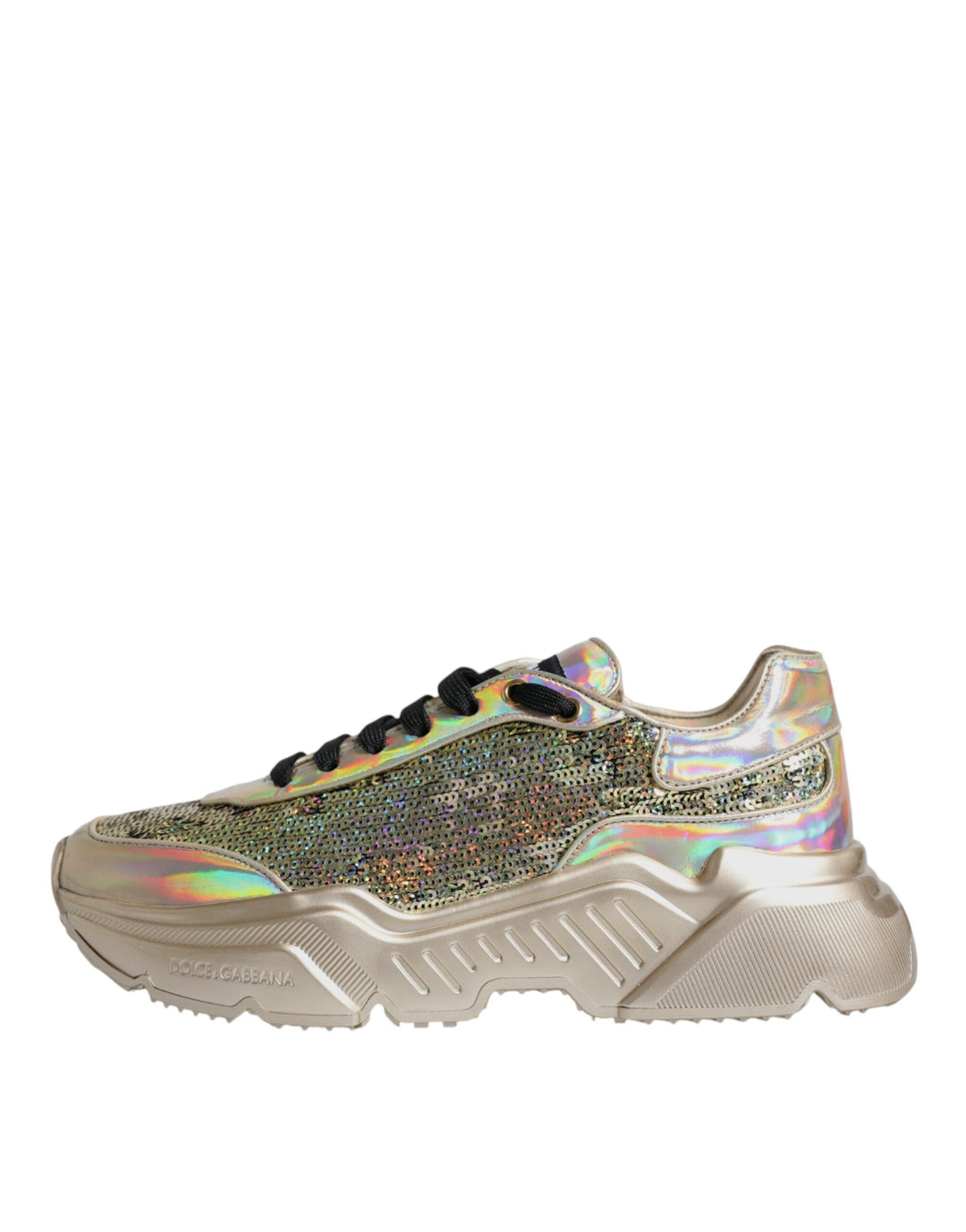 Dolce &amp; Gabbana Gold Sequin Iridiscent Daymaster Sneakers Shoes