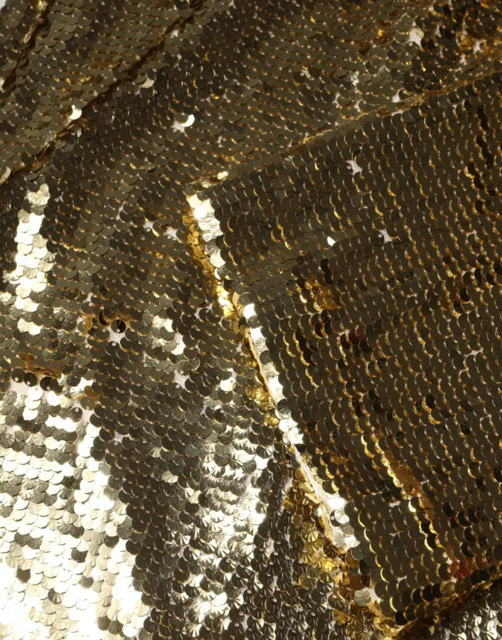 Dolce &amp; Gabbana Gold Sequin Long Sleeve Mini Dress