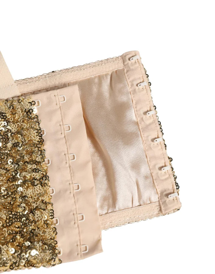 Dolce &amp; Gabbana Gold Sequined Semi-Pad Underwire Bra Underwear