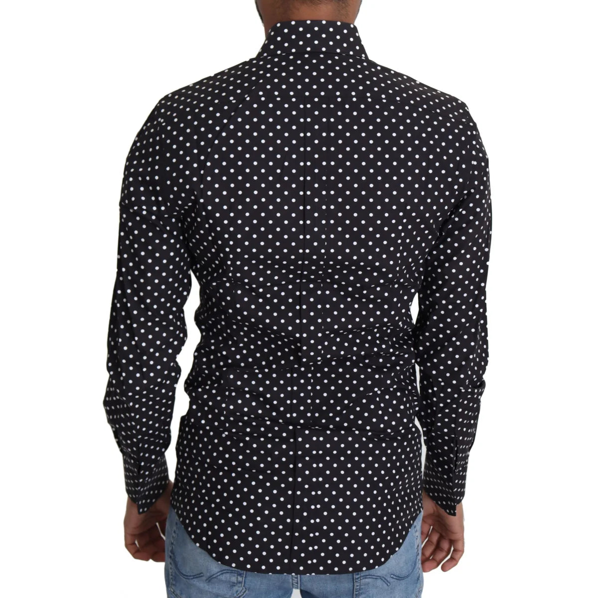 Dolce & Gabbana Gold Shirt Black with White Polka Dots