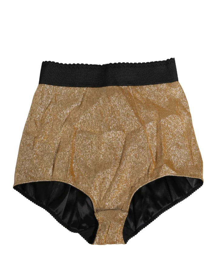 Dolce &amp; Gabbana Gold Silk Blend High Waist Girdle Panty Underwear