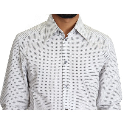 Dolce & Gabbana Gold Slim Fit Shirt Black with White Polka Dots