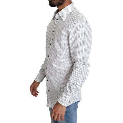 Dolce & Gabbana Gold Slim Fit Shirt Black with White Polka Dots