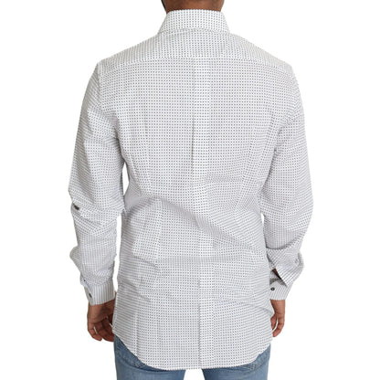 Dolce & Gabbana Gold Slim Fit Shirt Black with White Polka Dots
