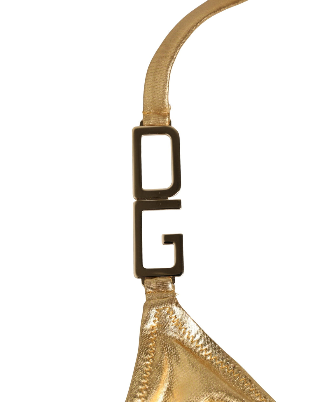 Dolce &amp; Gabbana Gold-tone Triangle Bikini Top Dg Logo Swimwear - Women’s Tops