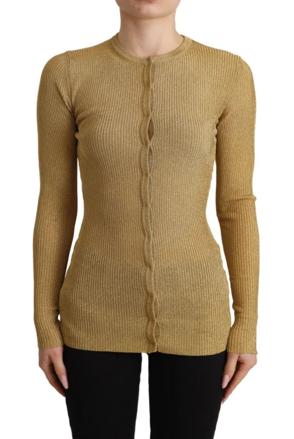 Dolce &amp; Gabbana Gold Viscose Blend Buttons Cardigan Sweater