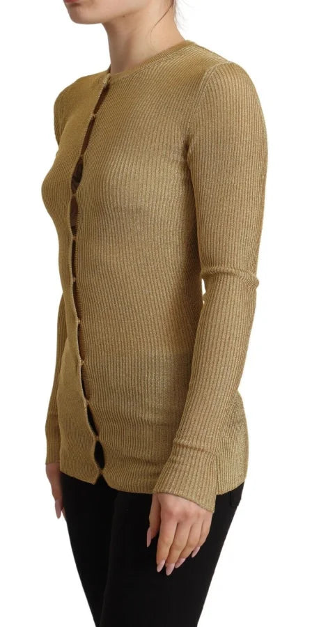 Dolce &amp; Gabbana Gold Viscose Blend Buttons Cardigan Sweater
