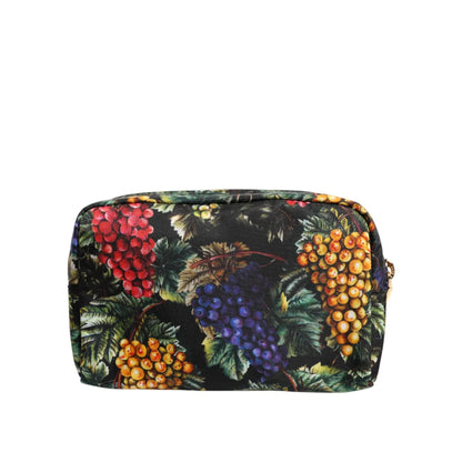 Dolce Gabbana Grape Print Gold Tone Clutch Bag Multicolor &