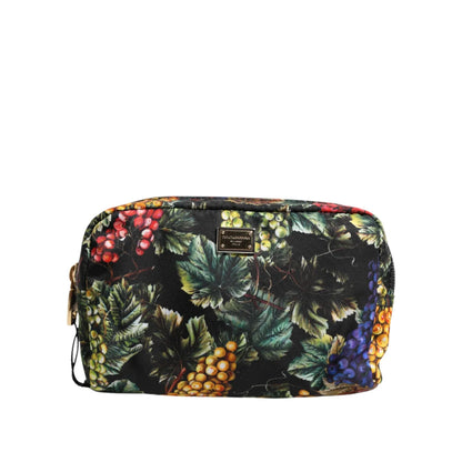 Dolce Gabbana Grape Print Gold Tone Clutch Bag Multicolor &