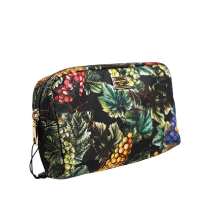 Dolce Gabbana Grape Print Gold Tone Clutch Bag Multicolor &