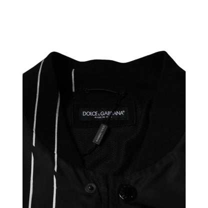 Dolce Gabbana Graphic Bomber Jacket Shiny Nylon Statement Style &