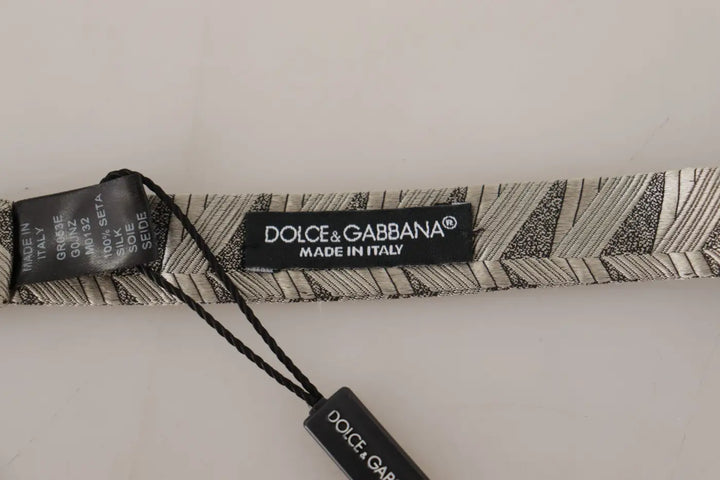 Dolce &amp; Gabbana Gray 100% Silk Adjustable Neck Papillon Bow Tie