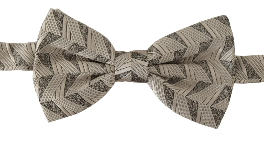 Dolce &amp; Gabbana Gray 100% Silk Adjustable Neck Papillon Bow Tie