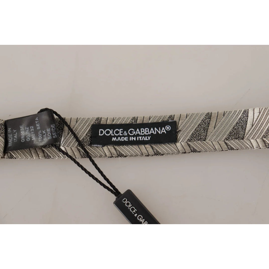 Dolce & Gabbana Gray 100% Silk Adjustable Neck Papillon Bow Tie