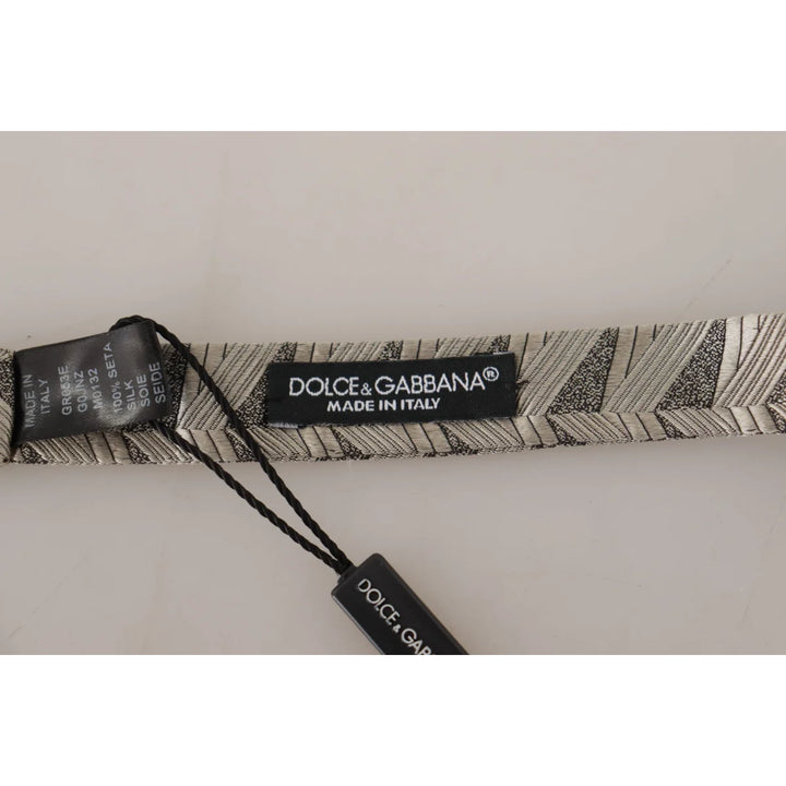 Dolce & Gabbana Gray 100% Silk Adjustable Neck Papillon Bow Tie