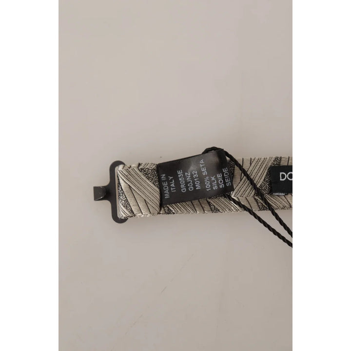 Dolce & Gabbana Gray 100% Silk Adjustable Neck Papillon Bow Tie