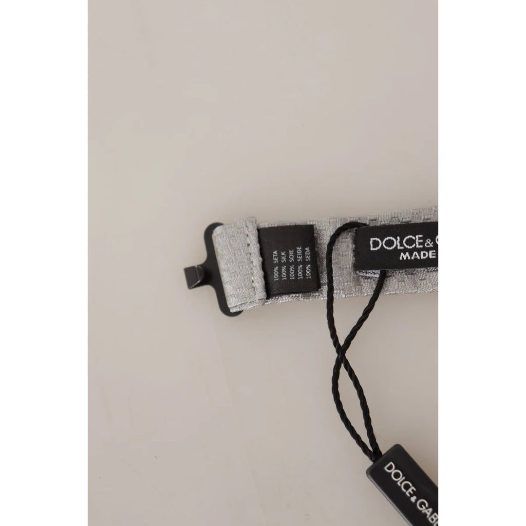 Dolce & Gabbana Gray 100% Silk Adjustable Neck Papillon Tie