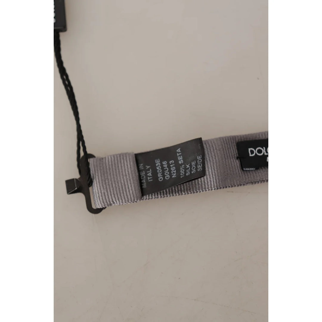 Dolce & Gabbana Gray 100% Silk Adjustable Neck Papillon Tie