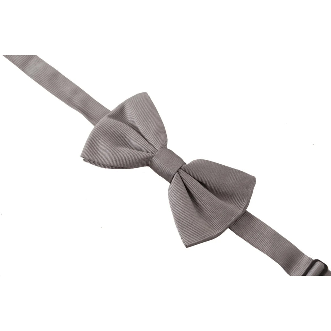 Dolce & Gabbana Gray 100% Silk Adjustable Neck Papillon Tie