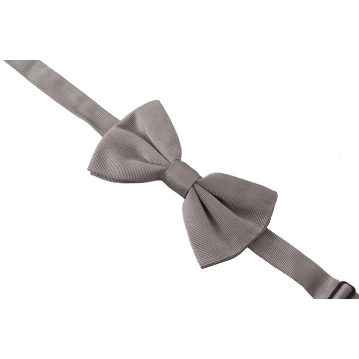 Dolce & Gabbana Gray 100% Silk Adjustable Neck Papillon Tie