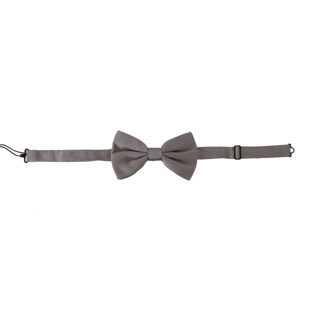 Dolce & Gabbana Gray 100% Silk Adjustable Neck Papillon Tie