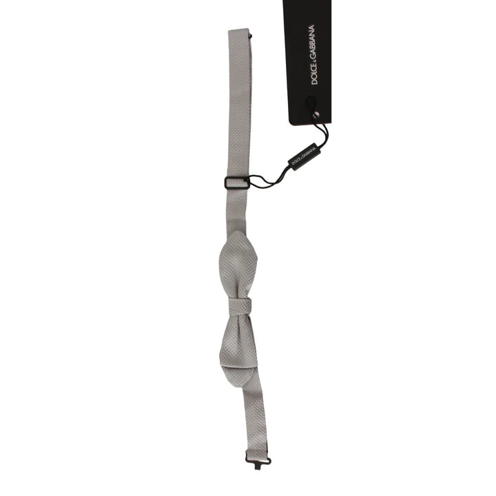 Dolce & Gabbana Gray 100% Silk Faille Adjustable Neck Bow Tie Papillon