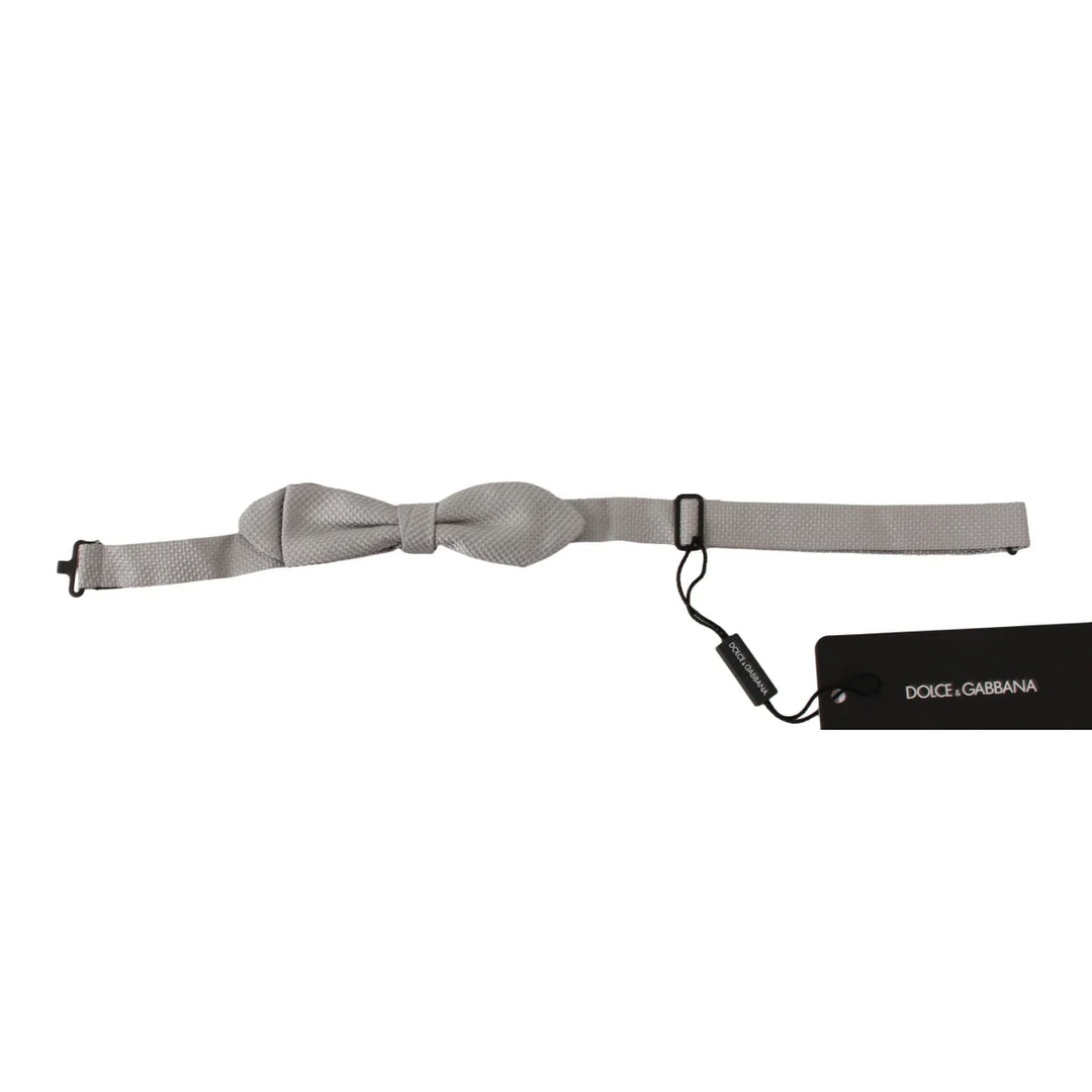 Dolce & Gabbana Gray 100% Silk Faille Adjustable Neck Bow Tie Papillon