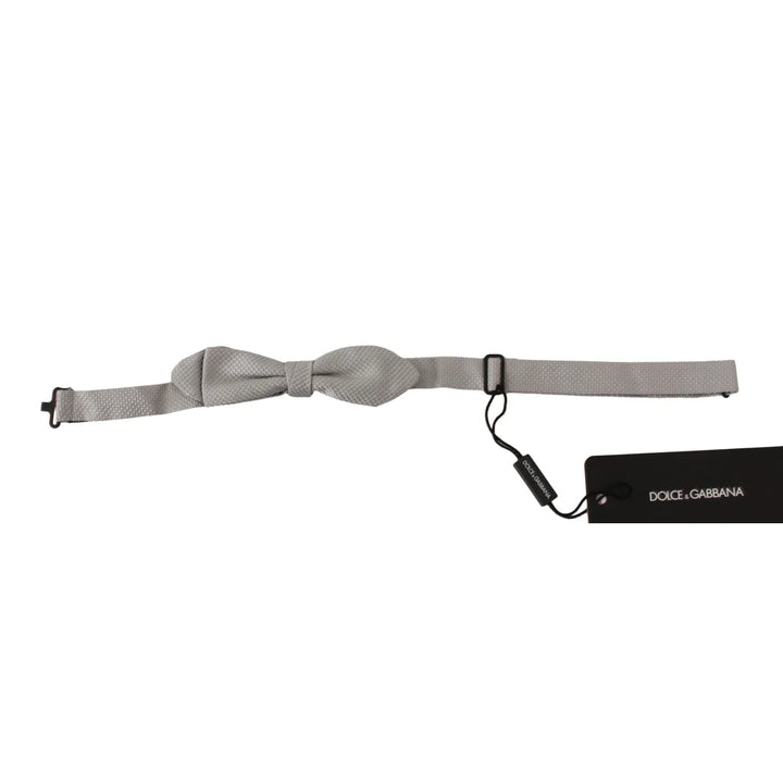 Dolce & Gabbana Gray 100% Silk Faille Adjustable Neck Bow Tie Papillon