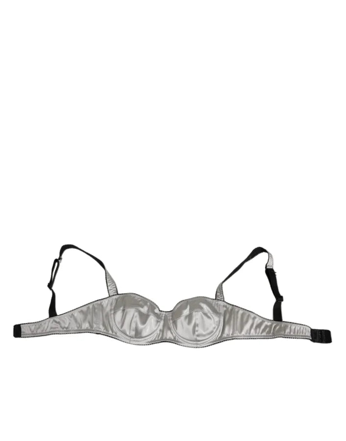 Dolce &amp; Gabbana Gray Acetate Stretch Balconcino Bra Underwear