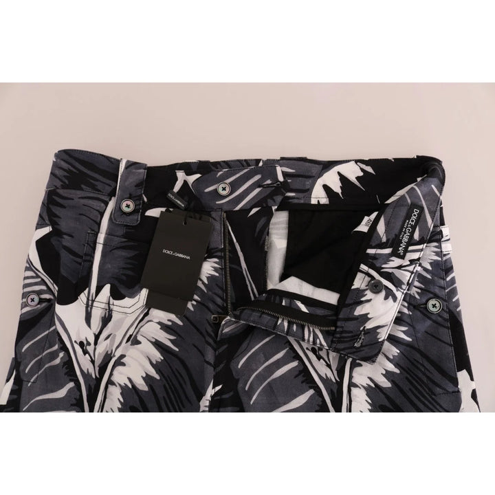 Dolce & Gabbana Gray Banana Leaf Cotton Pants