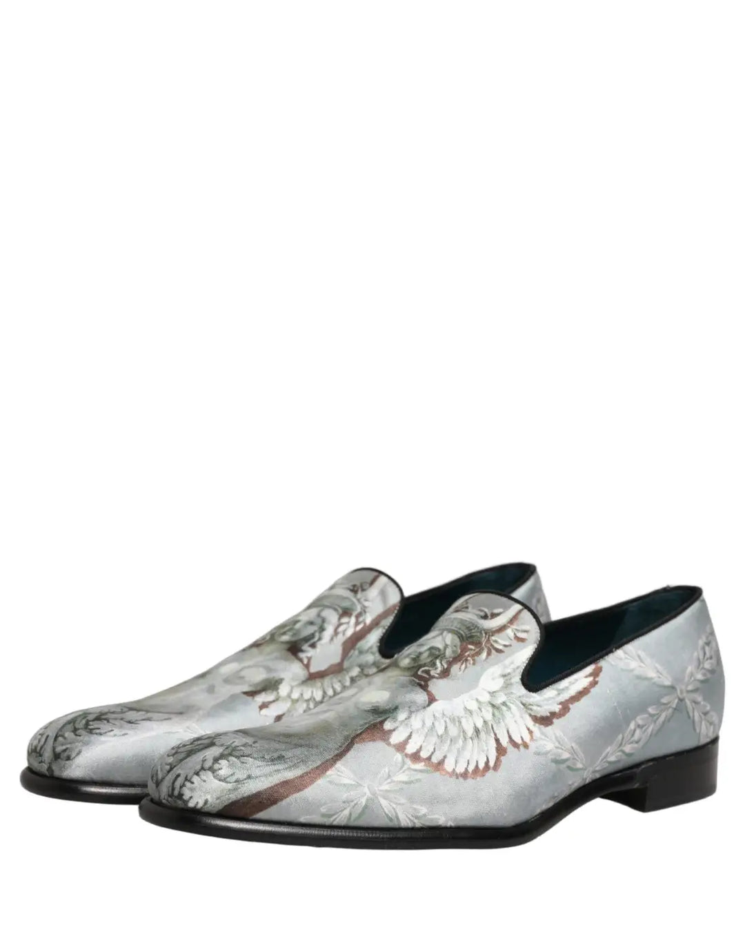 Dolce &amp; Gabbana Gray Baroque Angel Velvet Men Loafers Shoes