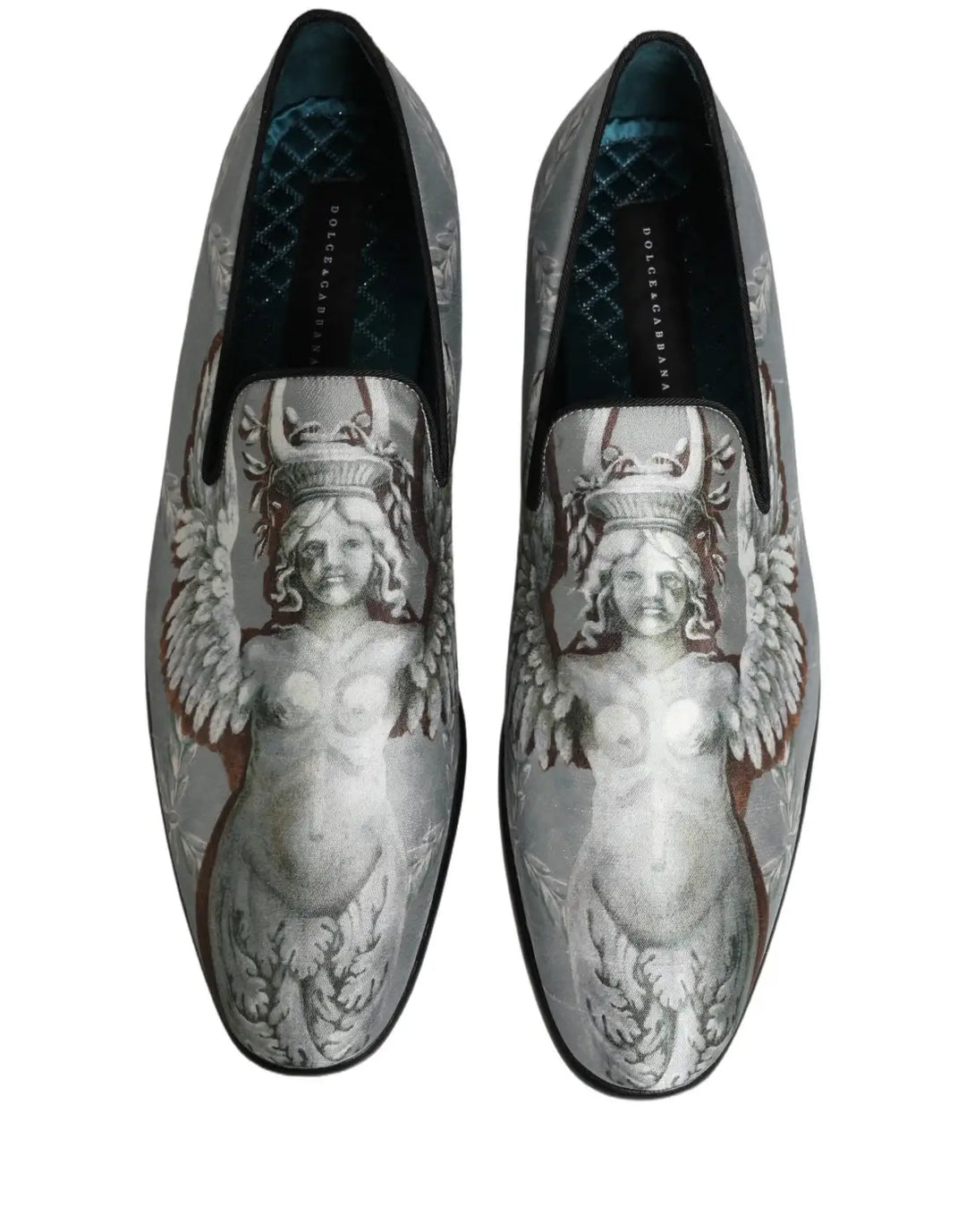 Dolce &amp; Gabbana Gray Baroque Angel Velvet Men Loafers Shoes