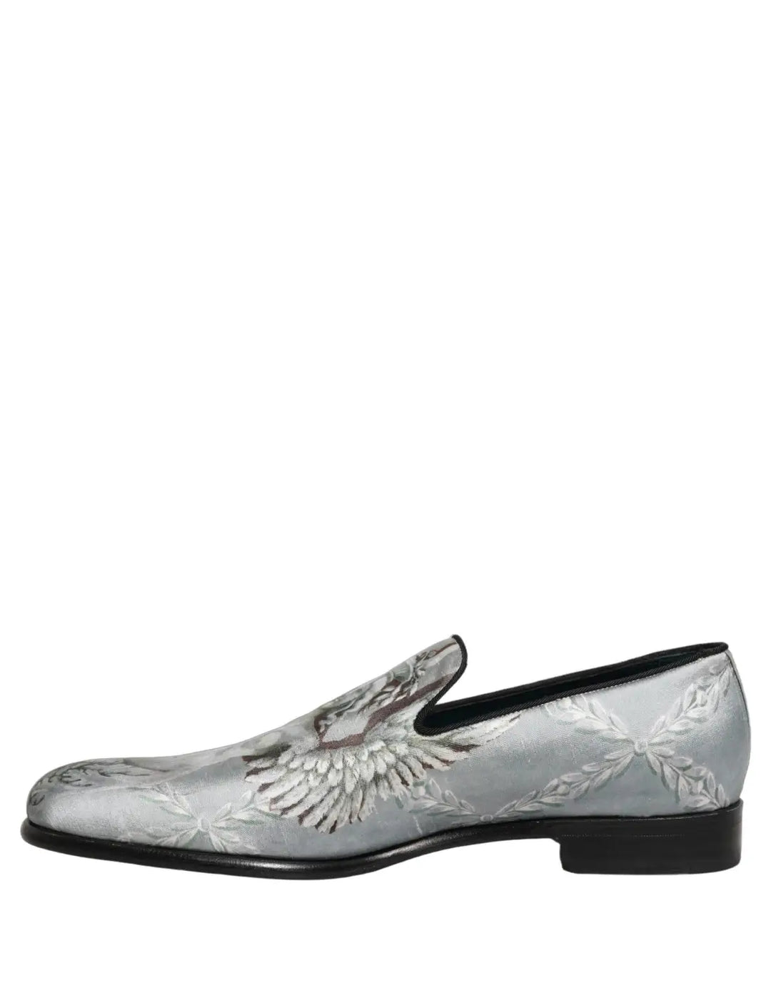 Dolce &amp; Gabbana Gray Baroque Angel Velvet Men Loafers Shoes