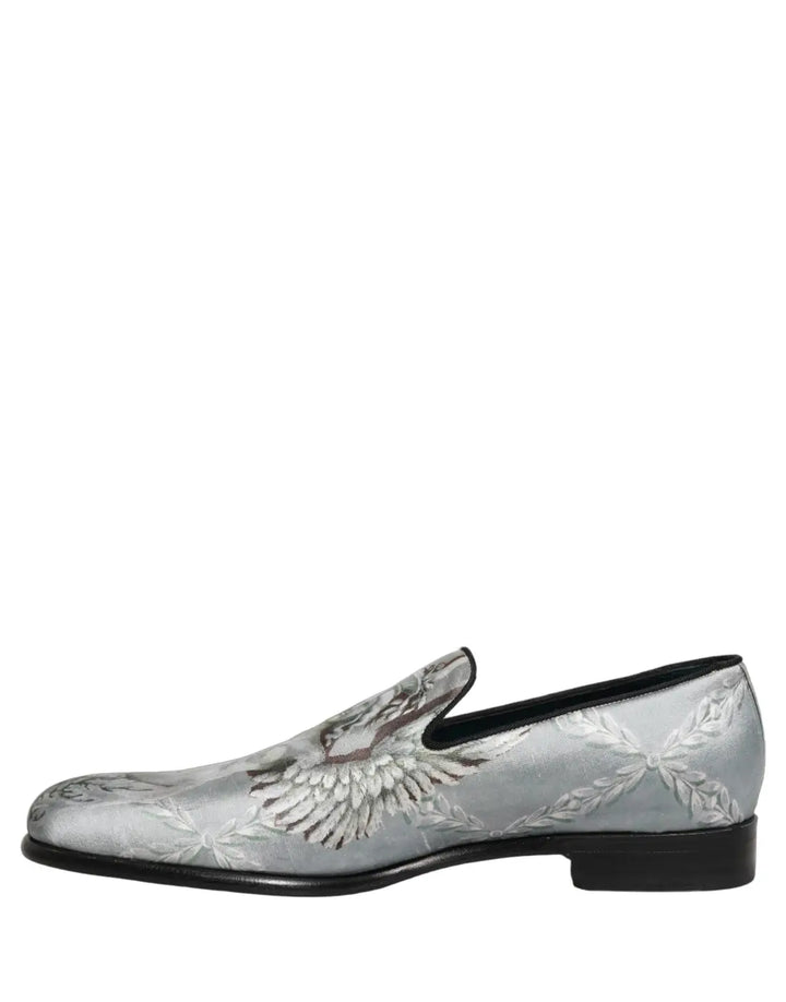 Dolce &amp; Gabbana Gray Baroque Angel Velvet Men Loafers Shoes