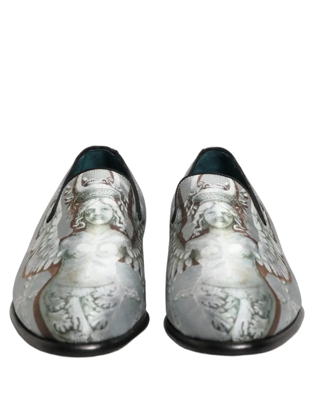 Dolce &amp; Gabbana Gray Baroque Angel Velvet Men Loafers Shoes