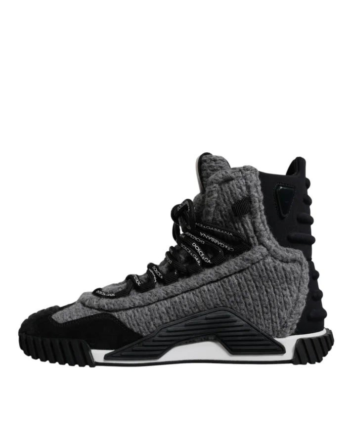 Dolce &amp; Gabbana Gray Black NS1 High Top Boots Sneakers Shoes