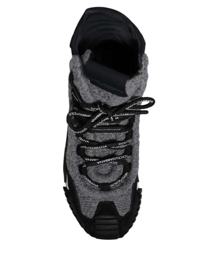 Dolce &amp; Gabbana Gray Black NS1 High Top Boots Sneakers Shoes
