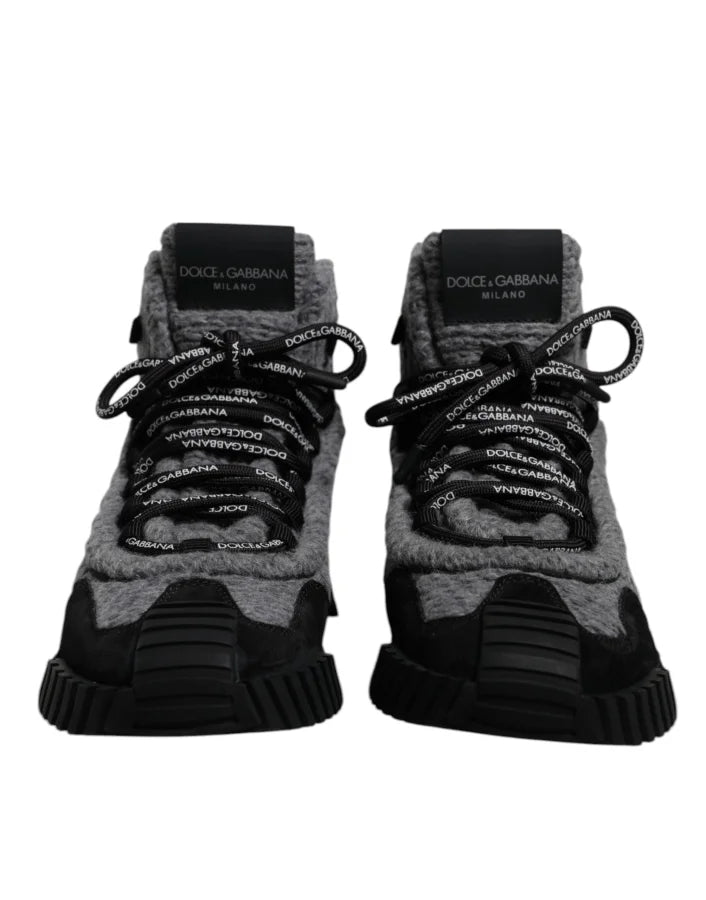 Dolce &amp; Gabbana Gray Black NS1 High Top Boots Sneakers Shoes