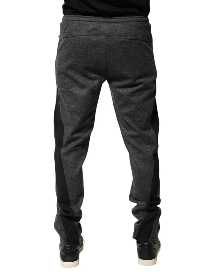 Dolce &amp; Gabbana Gray Black Wool Blend Jogger Sweatpants Pants